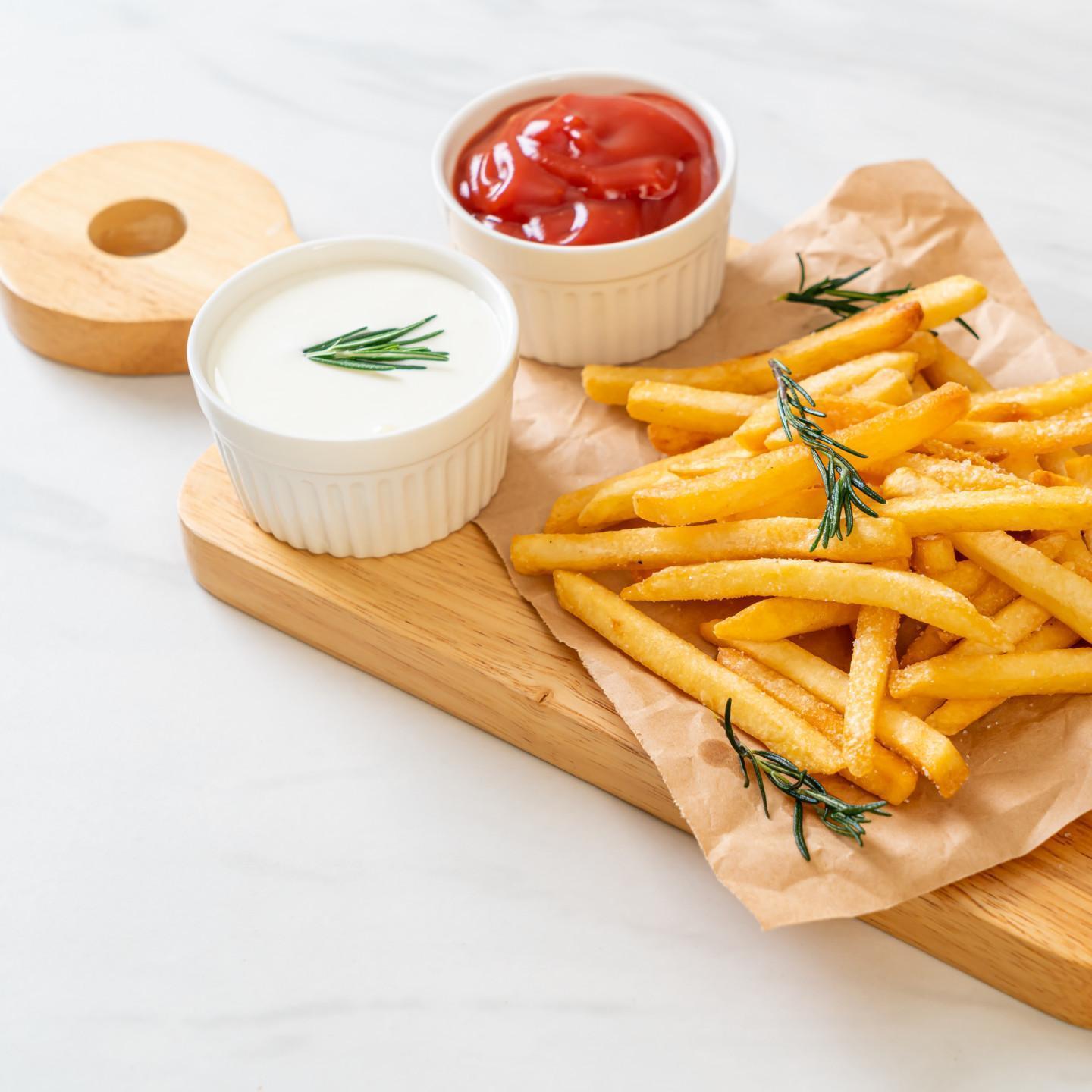 french-fries-potato-chips-with-sour-cream-ketchup